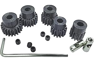 HOPLEX 32P 5mm Hardened Metal Pinion Motor Gear Set 13T 15T 17T 19T 21T with 3.175mm Coupler for RC Buggy Car Monster Truck