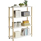 IBUYKE 4-Tier Wooden Open Bookcase - Modern Freestanding Bookshelf Storage Organizer,Standing Shelf Units,Multifunctional Dis