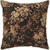 Txymbiocia Vintage Dark Brown Flowers Velvet Pillow Covers 18x18 Inch Boho Retro Abstract Floral Throw Pillows for Couch Cushion Covers Pillowcase Bohemian Farmhouse Pillow Cases for Sofa Bed Bedroom