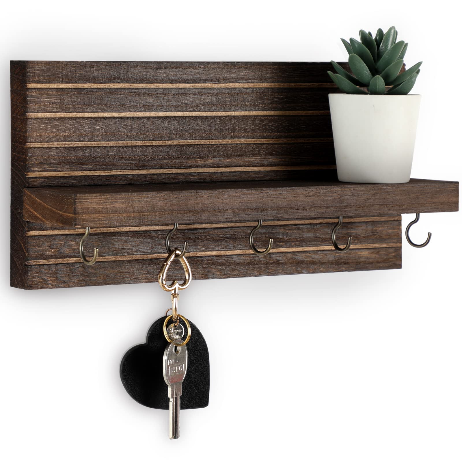 Decorative Key Holder for Wall with Shelf Entryway Shelf with