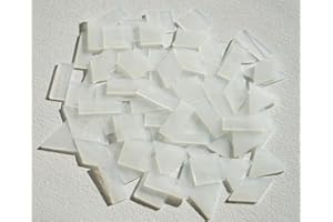 CHICSHIS Large Textrued Transparent Glass Mosaic Tiles, 70pcs Stained Glass Pieces Bulk for Mosaic Art, 200g Pre-Cut Mosaic Glass Tiles Kit for Handmade Mosaic Crafts, Clear & White