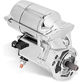 18199C Chrome High Torque Starter Motor Compatible with Harley-Davidson | Fits Softail Touring Dyna 1993-2006, FLHR FXD FLST FXST FXR2, Replaces 2280002550, 3155394A, 41052276, SHD0006C, 12V 1.4kW
