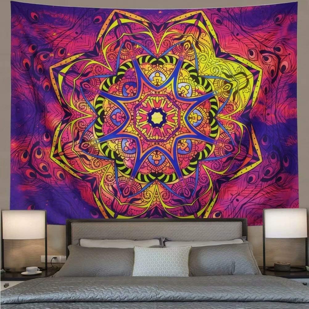 MILASIA Elephant Peacock Mandala Tapestry, Indian Hippie Tapestry, Wall Hanging, Bohemian Wall Hanging, New Age Tapestry, Mandala Typestry