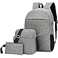 3PCS Men's Computer Backpack, Laptop Backpacks Outdoor Travel Bag, College Computer Bag for Women & Men Daily Use