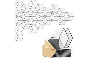 DAILYCOOPER 22-Pack Self-Adhesive Acoustic Panels, 12" x 10" x 0.4" – High-Density, Flame-Resistant Soundproof Foam. Absorbs Noise and Eliminates Echoes. Enhance Your Space with Hexagonal 3D Design, White Face.