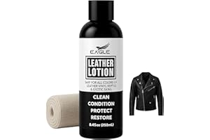 Eagle Leather Jacket Conditioner- Leather Lotion with Cloth for Boots, Jackets, Purses, Handbags & Bags – Lanolin & Natural Oils to Clean, Condition, Restore & Protect All Leather Colors