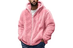 Muscularfit Mens Fuzzy Sherpa Jacket Fleece Long Sleeve Full-Zip Hooded Shirt Casual Warm Winter Jacket Coats Outdoor Fashion