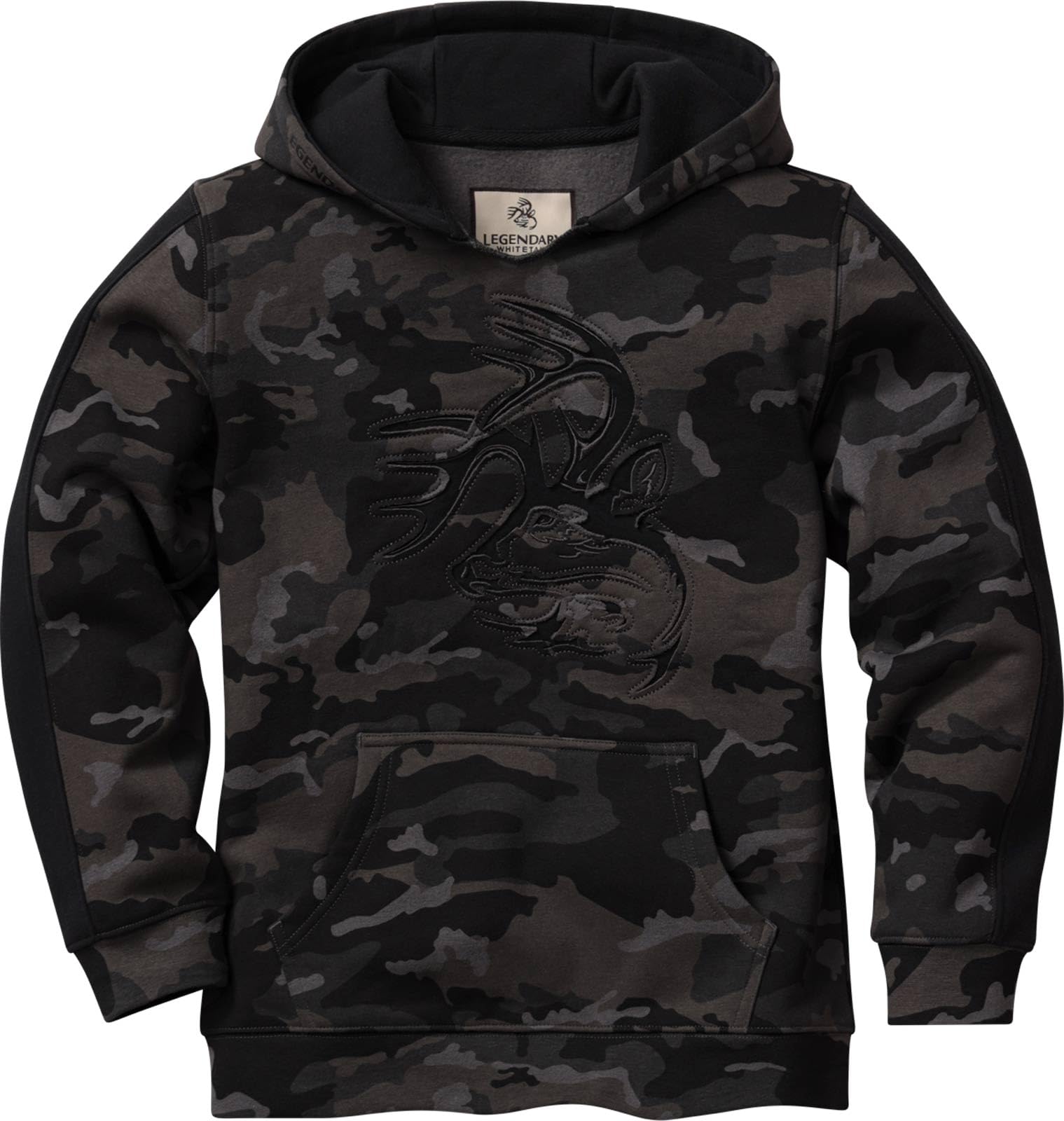 Legendary Whitetails Kids Pullover Hoodie Camo Sweatshirt Comfy V-Neck Design, Nocturnal Camo, MED Image