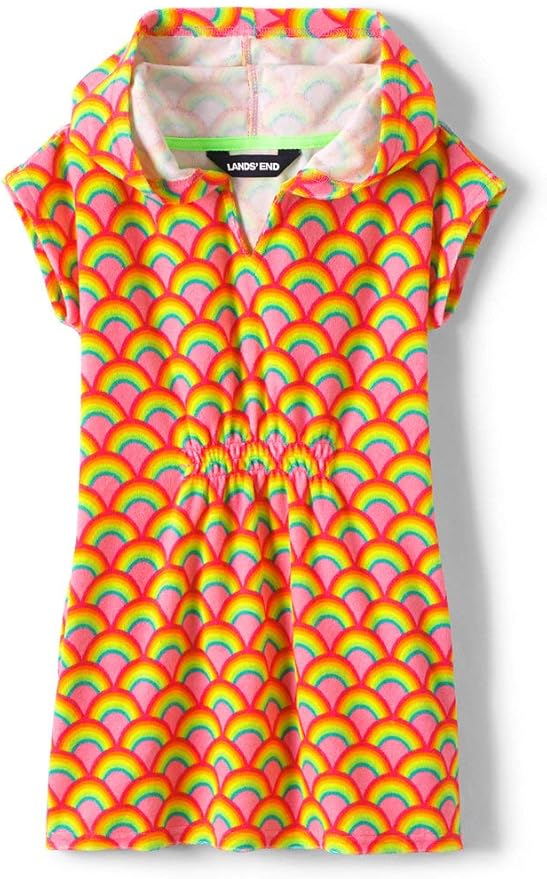 Lands' End Girls Short Sleeve Hooded Terry Cloth Swimsuit