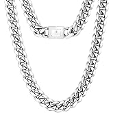 KRKC&CO Cuban Link Chain for Men 8/10/12/14mm, Brithday Gift for Men, 18k Gold Miami Necklace, Durable, Anti-Allergies Hip Hop Jewelry for Mens
