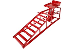 COOLBAG 1 Pack Automotive Car Service Ramp Low Profile Car Lift Service Ramp Truck Trailer Garage 5 Tons 5T 10000lbs, Automotive Hydraulic Lift Repair Frame Lift, Height Hydraulic Vehicle Ramp (Red)