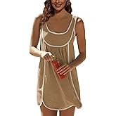 Athlisan Womens Summer Athletic Sleeveless Mini Dress Casual Workout Tennis Dress Sundress(Khaki-L)
