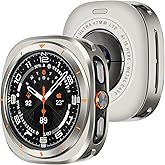 Amizee Rugged Case Compatible with Samsung Galaxy Watch Ultra (2025/2024) 47mm with Back Cover, Metal Bumper Ultra Thin Shockproof Protective Cover for Galaxy Watch 7/8 Ultra, Titanium/Orange