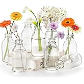 Okllen Set of 12 Glass Bud Vase, Small Milk Bottle Flower Vases Decorative Glass Bottles, Vintage Bud Vases Centerpiece for Home Decor Wedding Reception, Clear