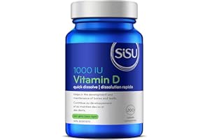 SISU Vitamin D3 1,000 IU, Unflavoured | Essential to Proper Calcium Absorption and Preventing Bone Loss | 200 Tiny, Quick-Dis