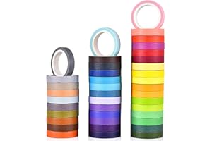 Kuyafenni Lot de 40 rouleaux de ruban adhésif de masquage coloré fin pour art, scrapbooking, loisirs créatifs, emballage cade