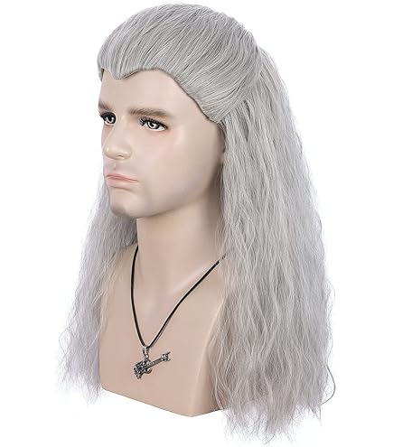 Funidelia | Perruque Geralt - The Witcher Pour Homme Jeux Vidéo, Films Et Cinéma, Netflix, Geralt De Riv - Accesoires Pour Adultes, Accessoire Pour Déguisement - Gris/Argenté