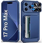 BXYJY for iPhone 17 Pro Max Case Wallet with Card Holder (4-5 Cards), Slide Camera Cover, Military Grade Drop Shockproof, Heavy Duty Rugged Women Men Phone Case for iPhone 17 Promax 6.9" 2025, Blue