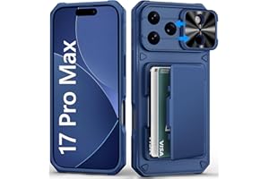 BXYJY for iPhone 17 Pro Max Case Wallet with Card Holder (4-5 Cards), Slide Camera Cover, Military Grade Drop Shockproof, Heavy Duty Rugged Women Men Phone Case for iPhone 17 Promax 6.9" 2025, Blue