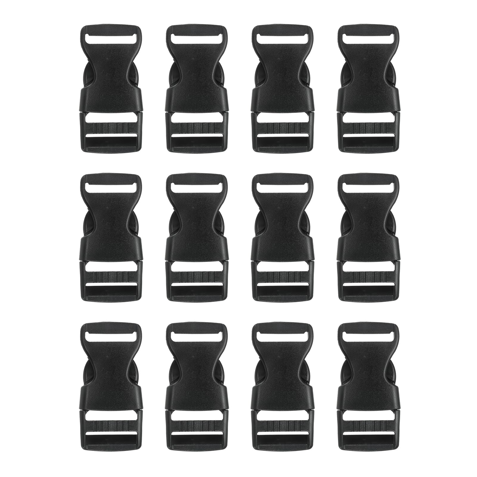 PATIKIL 0.78" Quick Release Buckle, 12 Pack Plastic Buckles for Straps Backpack Clips Replacement Backpack Dual Adjustable Fanny Pack Belt Dog Collars, Black