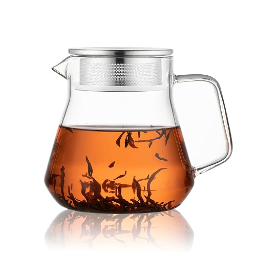 Glear CNGLASS One-Touch Glass Teapot with Stainless Steel Filter Lid,20oz ...