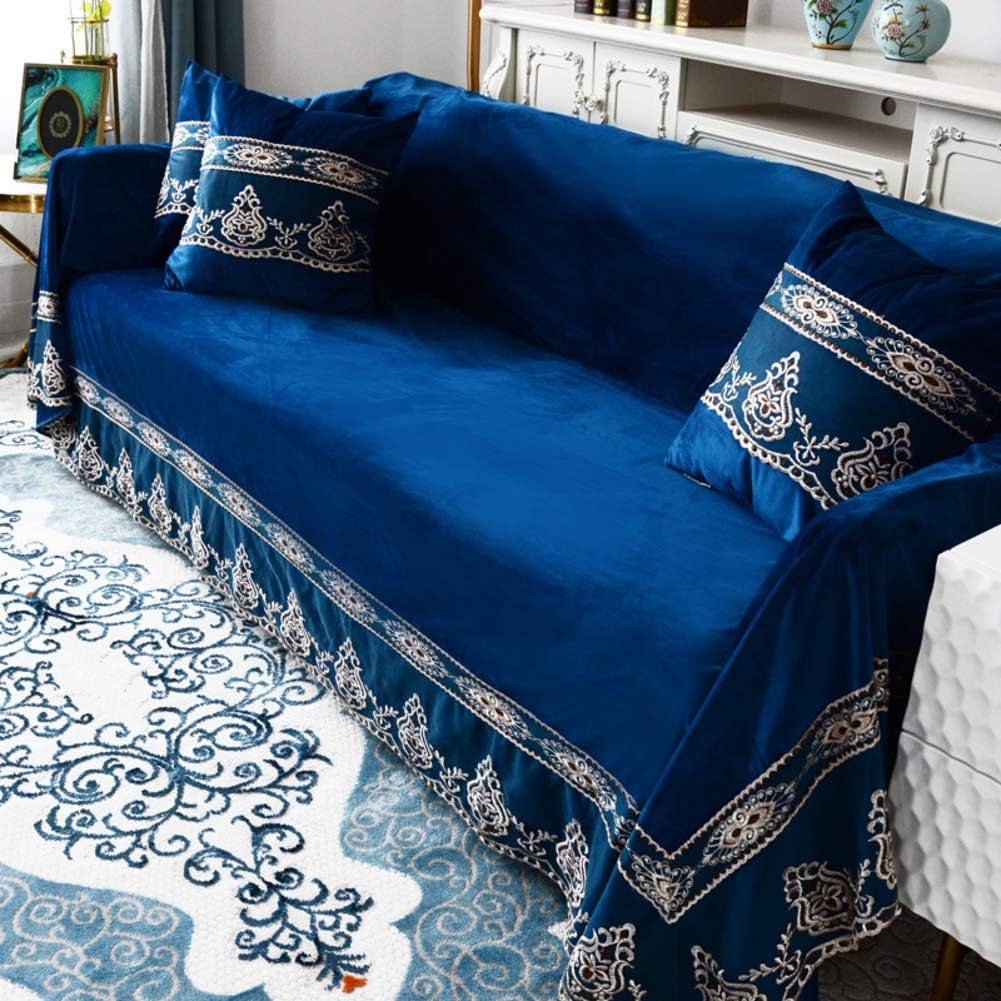 DOOT Vintage Solid Color Couch Cover,Notslip Sofa Cover FURNITURE PROTECTOR With Lace,Velvet