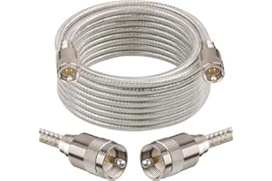 MOOKEERF CB Coax Cable 18ft,RG8X Stranded Core UHF PL259 Male to Male Low Loss CB Antenna Cable 50 Ohm for HAM Radio,Antenna Analyzer,Dummy Load,SWR Meter
