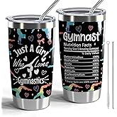 CWEGSJ Gymnast Gifts Just A Girl Who Loves Gymnastics 20oz Tumbler with Lid and Straw Stainless Steel Gymnast Nutrition Facts Insulated Tumblers Gymnastics Coach Gift (Gymnast Nutrition Facts)