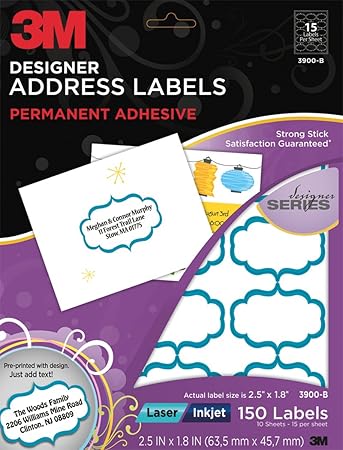 Amazon Com 3m Designer Address Labels For Laser Inkjet