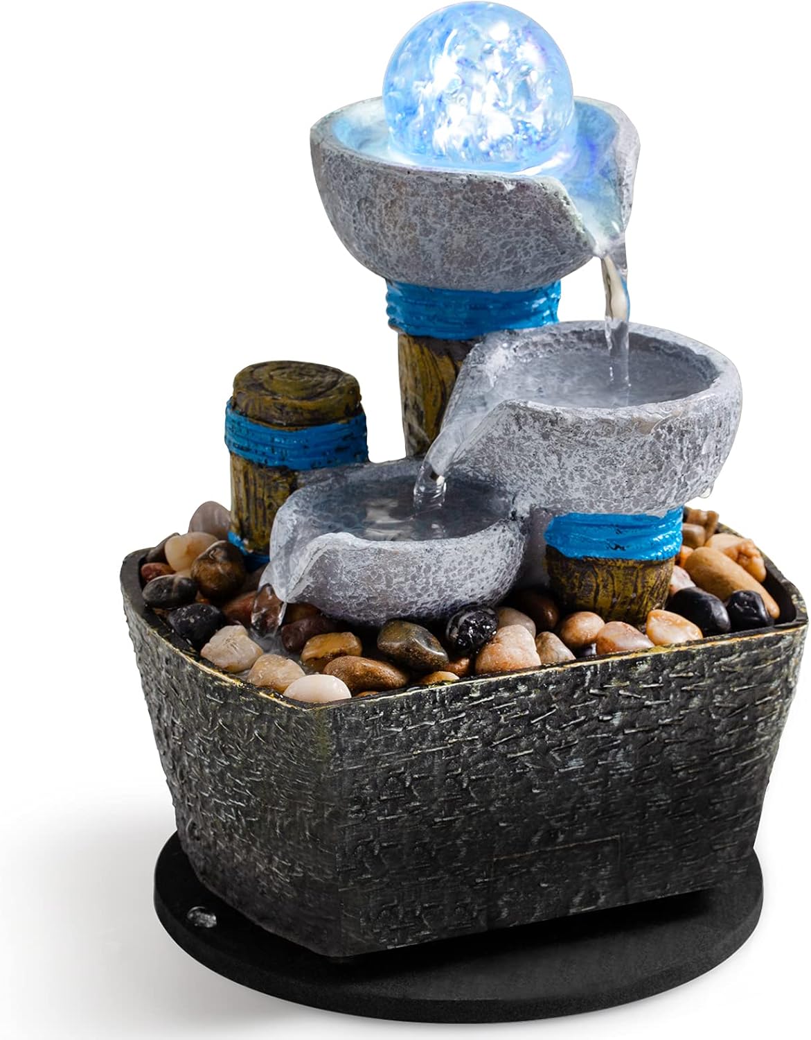 Indoor Fountains & Accessories - Tabletop Fountain Tabletop Waterfall Meditation Fountain Indoor Fountain Decorative Fountain Office Home Leisure and Relax Mini Tabletop Pool Leisure Fountain Including Many Natural River Rocks