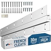 PHS French Cleat Hanger, 30 in, with Screws &amp; Anchors, for Mirrors | Aluminum french cleat hanger, z bar clip, 30 inch, includes anchors and bumpers, for mirrors, art, cabinets, 1 pack
