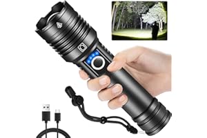 LIUPTIUO Rechargeable Flashlights High Lumens, 990000lm Super Bright Flashlight Rechargeable with 5Mode, High Powered Tactical Flashlights High Lumens, Adjustable LED Flash Light for Camping Hiking Emergencies