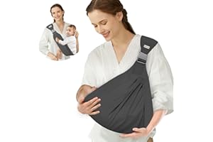 MCOBITBA Adjustable Baby Carrier for Newborn, Lightweight Baby Carrier, One Shoulder Baby Carrier for Toddler Up to 45lbs (Dark Grey)