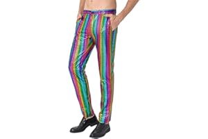 Funny World Mens Disco Pants 70s Night Club Party Metallic Leather Trousers