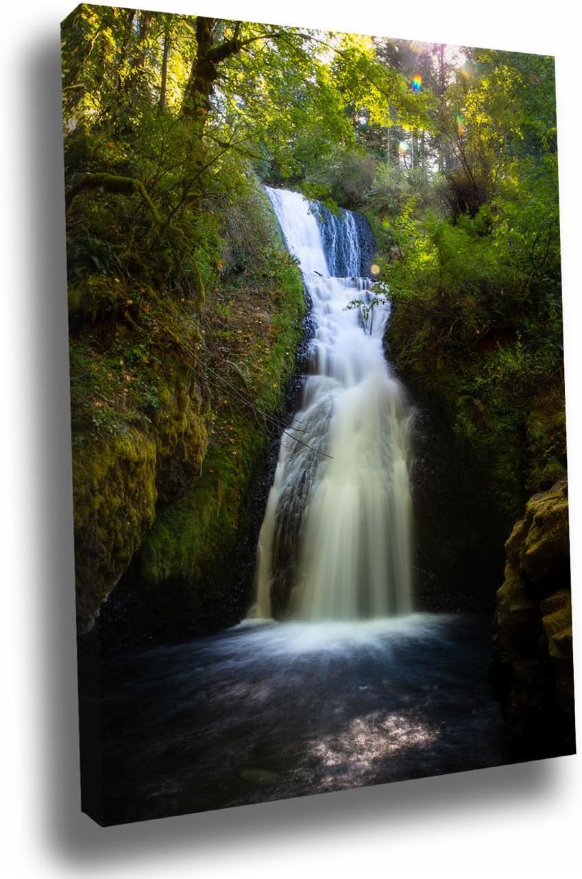 Photographs - Waterfall Canvas Wall Art (Ready to Hang) Vertical Gallery Wrap of Bridal Veil Falls in Columbia River Gorge Oregon Pacific Northwest Photography Nature Decor 8x10 to 30x45 (20