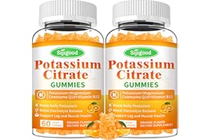 SIJIGOOD 2 Pack Potassium Citrate Gummies – High Potency Potassium Supplement for Muscle Health, Leg Cramp Relief, Electrolyte Balance – Vegan, Non-GMO, Gluten-Free, Orange Flavor, 120 Count