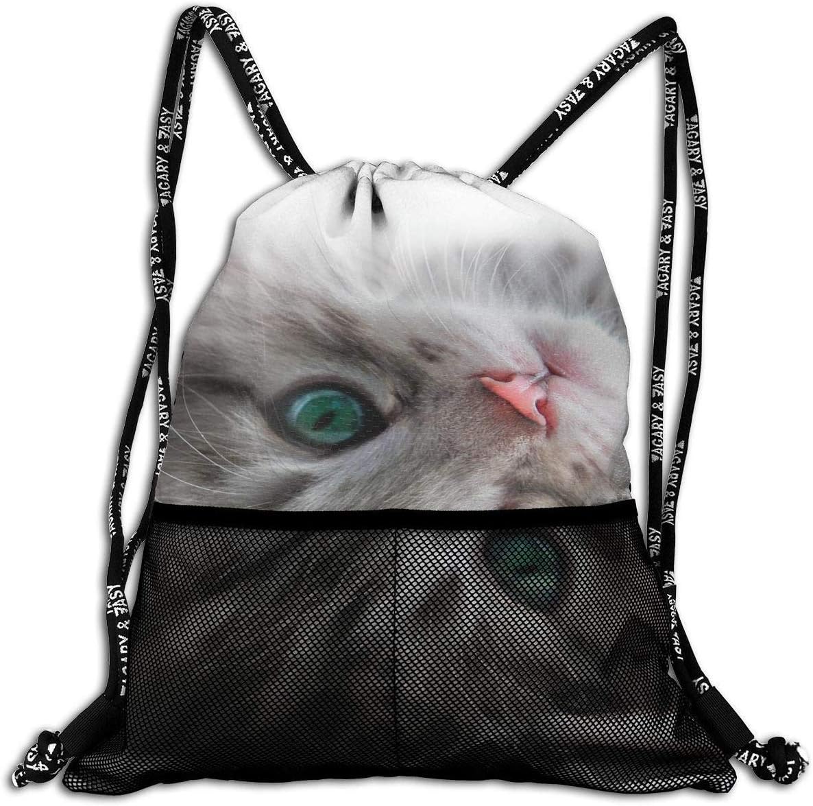 nxnx 3D Print Leisure Bundle Backpack Adorable Cat Lying Down Portable Drawstring Bag Gym Bag Yoga Runner Daypack Polyester Shoe Bags