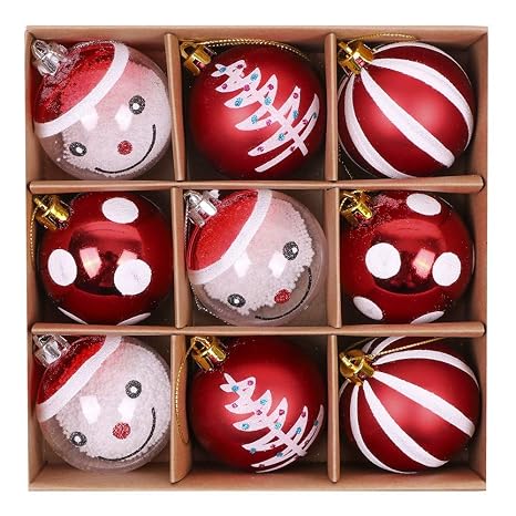 Valery Madelyn Weihnachtskugeln 9 Stücke 6cm Plastik Christbaumkugeln Weihnachtsdeko Mit Aufhänger Weihnachtsbaumschmuck Weihnachtsdekoration