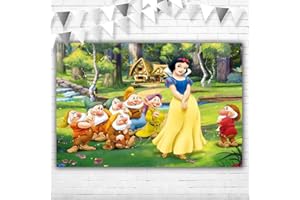 YouRan Princess Snow White Backdrop Enchanted Forest 5x3 Snow White and The Seven Dwarfs Party Background for Girl First Birthday Princess Vinyl Backdrops for Kids Room Wall Decor