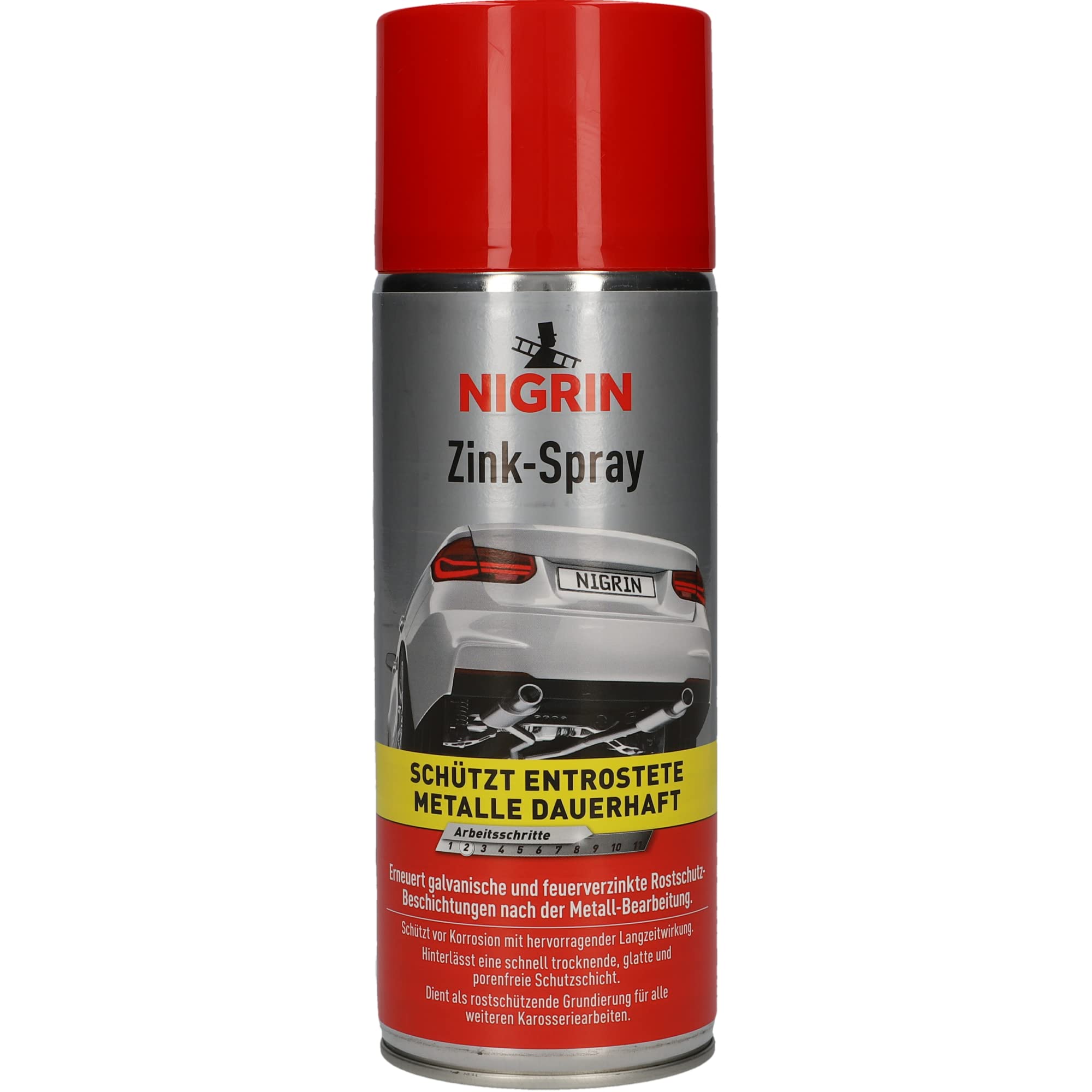 NIGRIN Zinkspray, 6 x 400 ml, erneuert die Rostschutz-Beschichtung nach der Metall-Bearbeitung, langanhaltender Rostschutz, schnell trocknend, Silbergrau 2