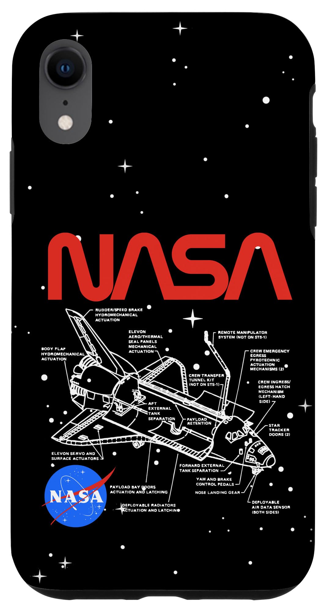 iPhone XR NASA Space Shuttle Schematic Logo Case