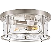 LamQee Flush Mount Ceiling Light with Clear Hammered Glass, Industrial 2-Lights Farmhouse Close to Ceiling Light Fixtures Rou