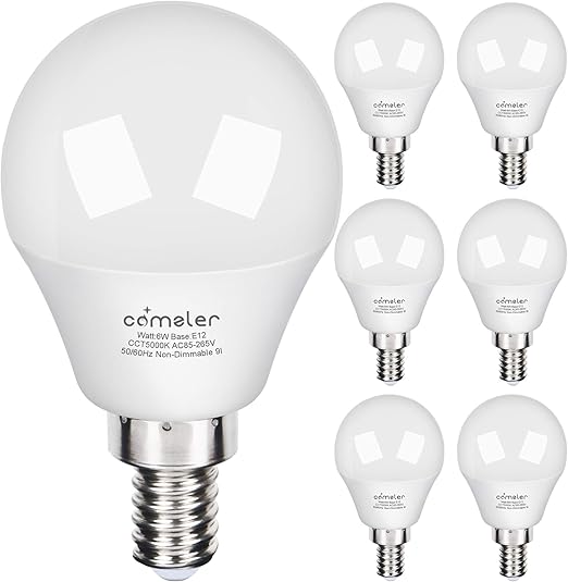 Comzler Led Ceiling Fan Bulb 60w Equivalent Daylight 5000k Candelabra Base G45 Globe Light Bulbs 600lm For Bedroom Living Room Cri 80 Non Dimmable 6 Pack Amazon Com