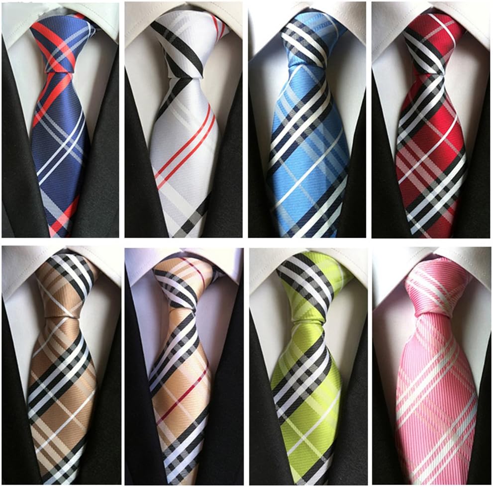YanLen Lot 8 PCS Classic Men's Tie Wide Wedding Necktie Woven JACQUARD Neck Ties (Style 05)