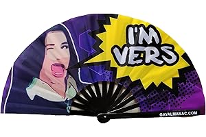 PANDATAK Gay Pride Large Folding Fans, Bamboo Fan 13" with UV Reactive Ink, for LGBTQ Circuit Parties and Raves … (Agatha - I'm Vers)