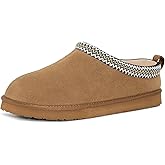 FITORY Men’s Winter Genuine Leather Slippers, Comfy Memory Foam Suede Shoes with Warm Fleece-Lined for Indoor and Outdoor Size 7-14