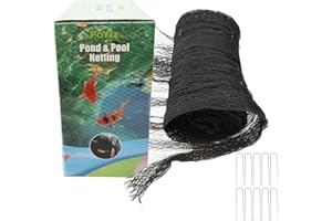 POYEE 10x10ft Pond Netting for Leaves Leaf Net Cover Pond Net with Small Fine Mesh Protecting Koi Fish from Birds Cats Stakes Included
