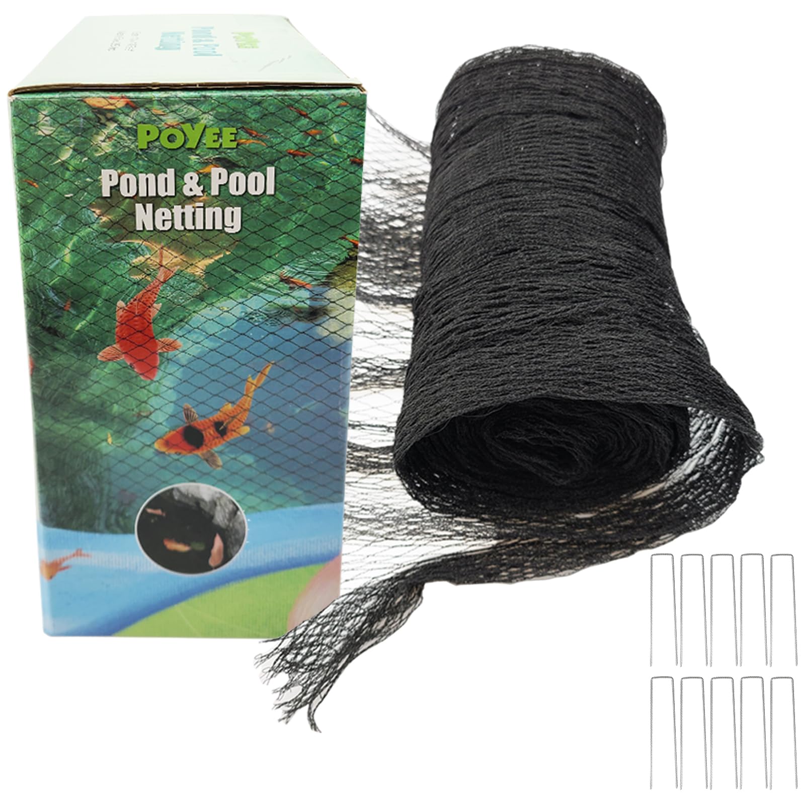 3m x 3m Pond Netting for Leaves Leaf Net Cover Pond Net with Small Fine Mesh Protecting Koi Fish from Birds Cats Stakes Included