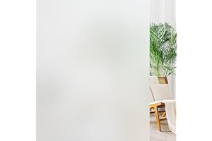 Haton Window Privacy Film, Static Cling Frosted Glass Window Film, Decorative Opaque Window Sticker, Sun Blocking Removable Window Covering for Bathroom Office Home, Non-Adhesive, Pure 17.5" x 78.7"