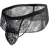 YEMYIQZ Lingerie For Men Thong G-string Underwear T-Back Lace Panties Sissy Crossdressing Femboy Low Rise Bikini Underpants